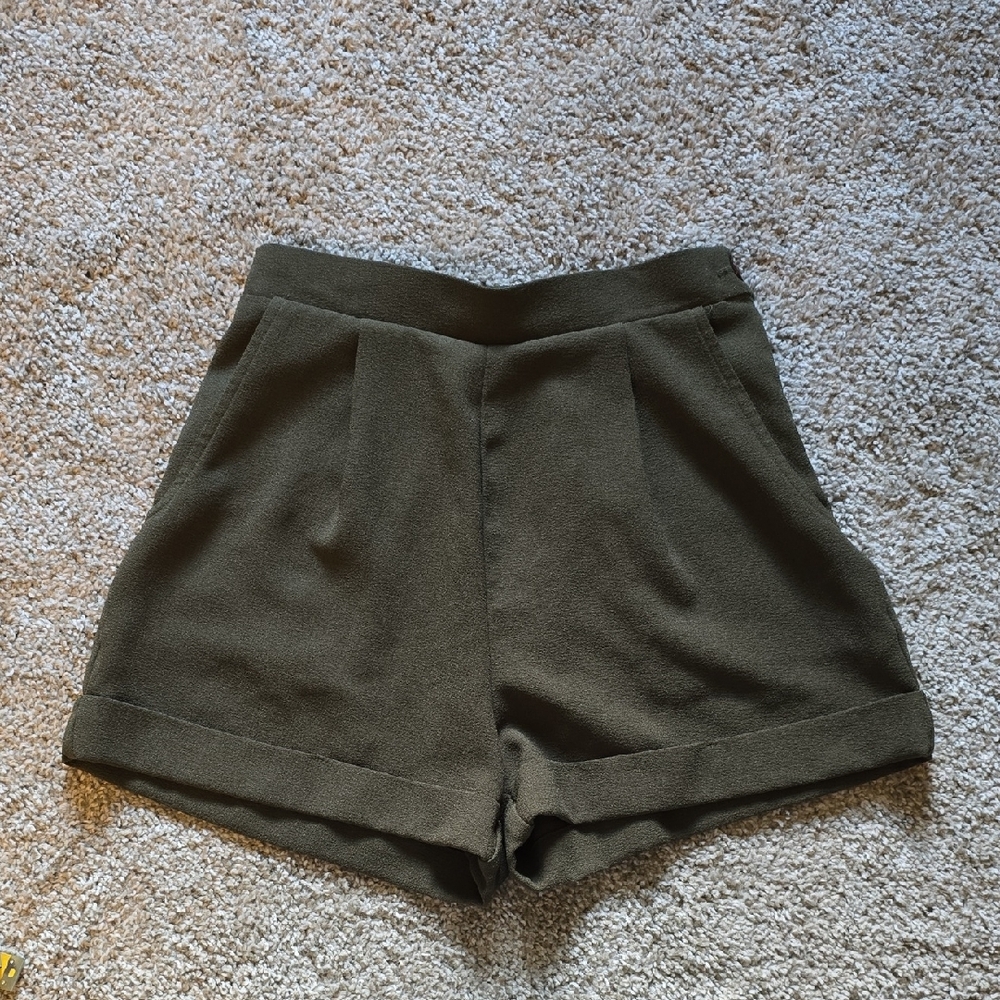 American Apparel High Waist Green Tailored Shorts